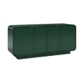 **Technische titel in het Nederlands: Moderne groene dressoir met gestreepte afwerking**