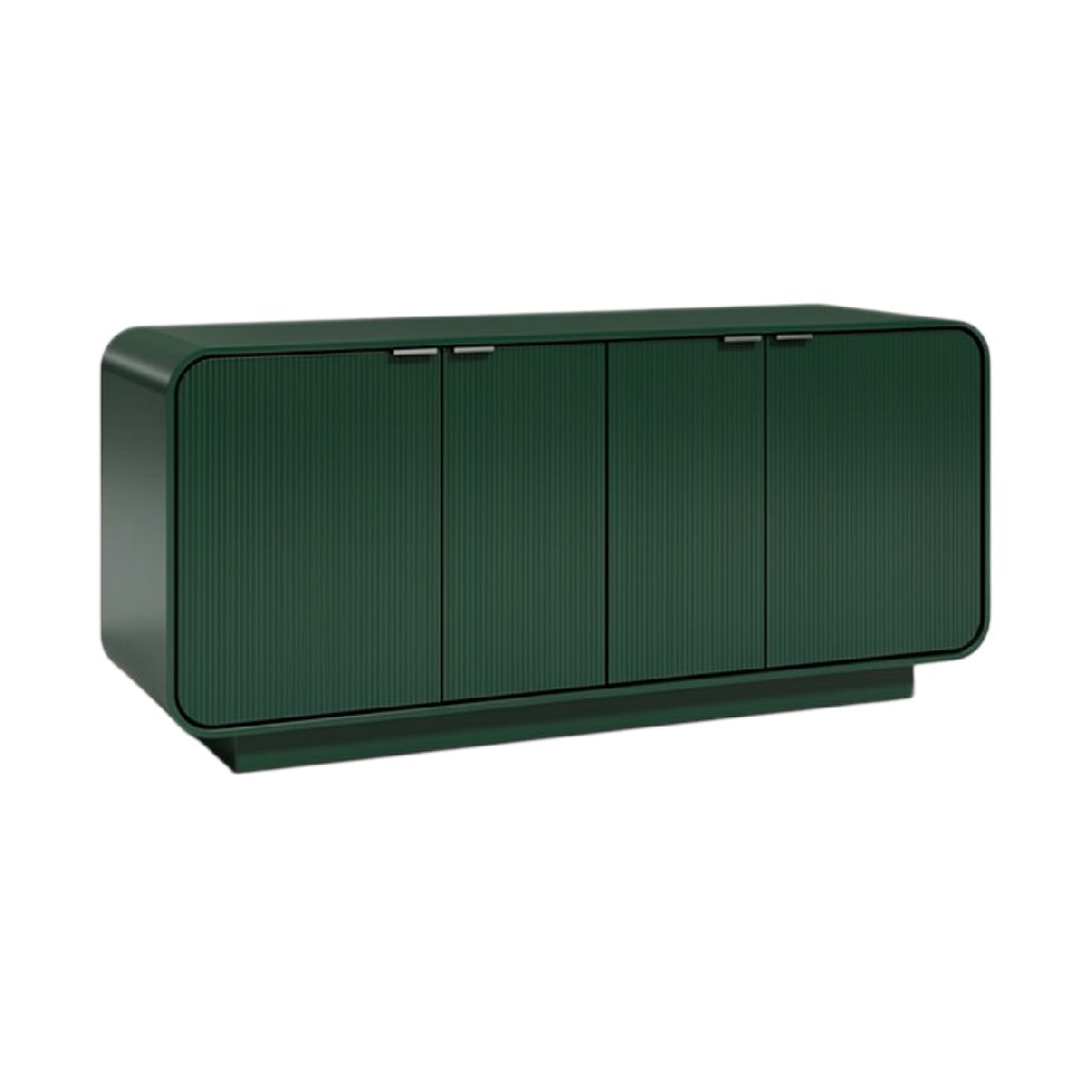 **Technische titel in het Nederlands: Moderne groene dressoir met gestreepte afwerking**