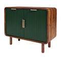 **Moderne Kast met Groene Deuren en Houten Basis**